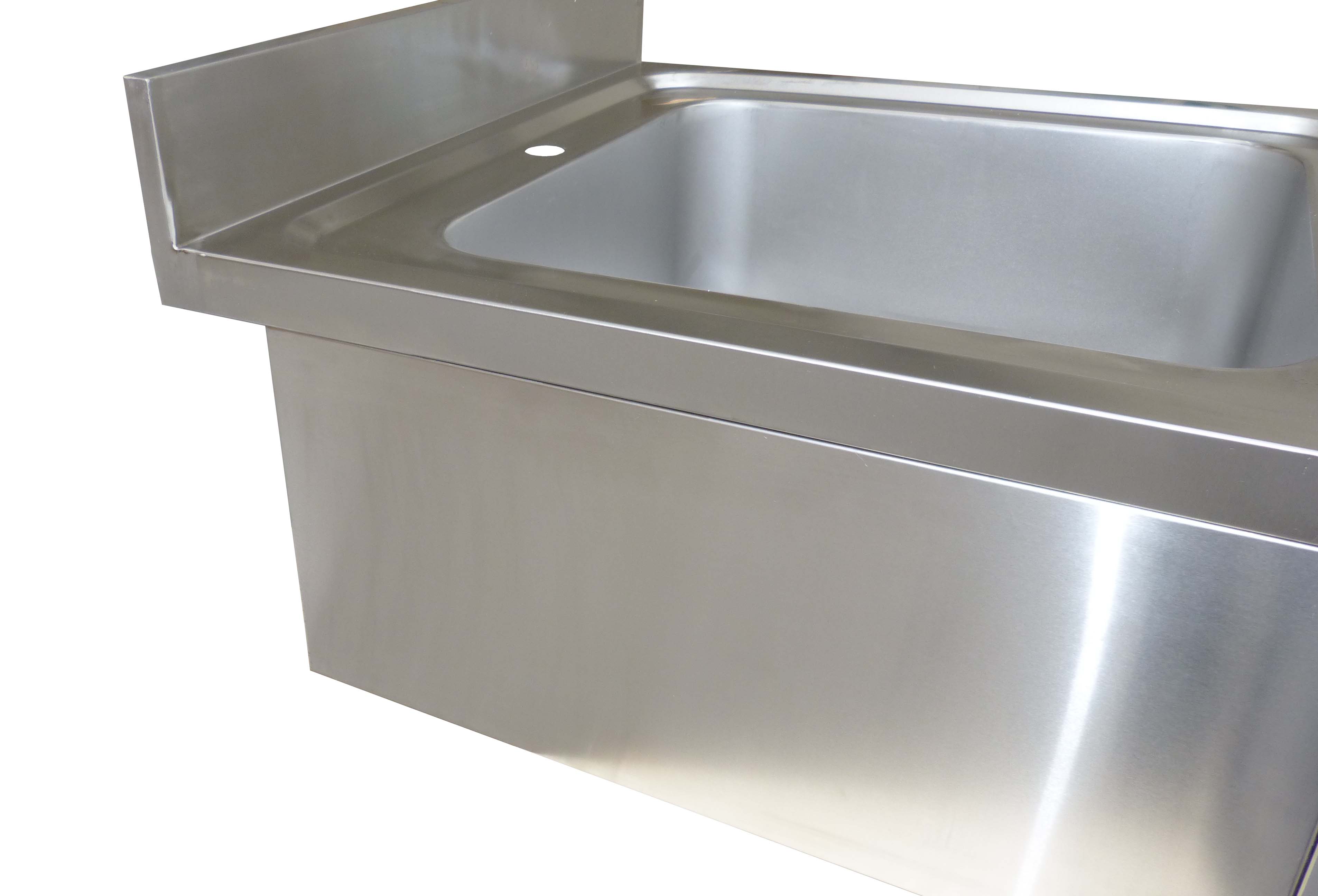 Spülcenter aus Edelstahl, zwei Becken rechts, 160 x 60