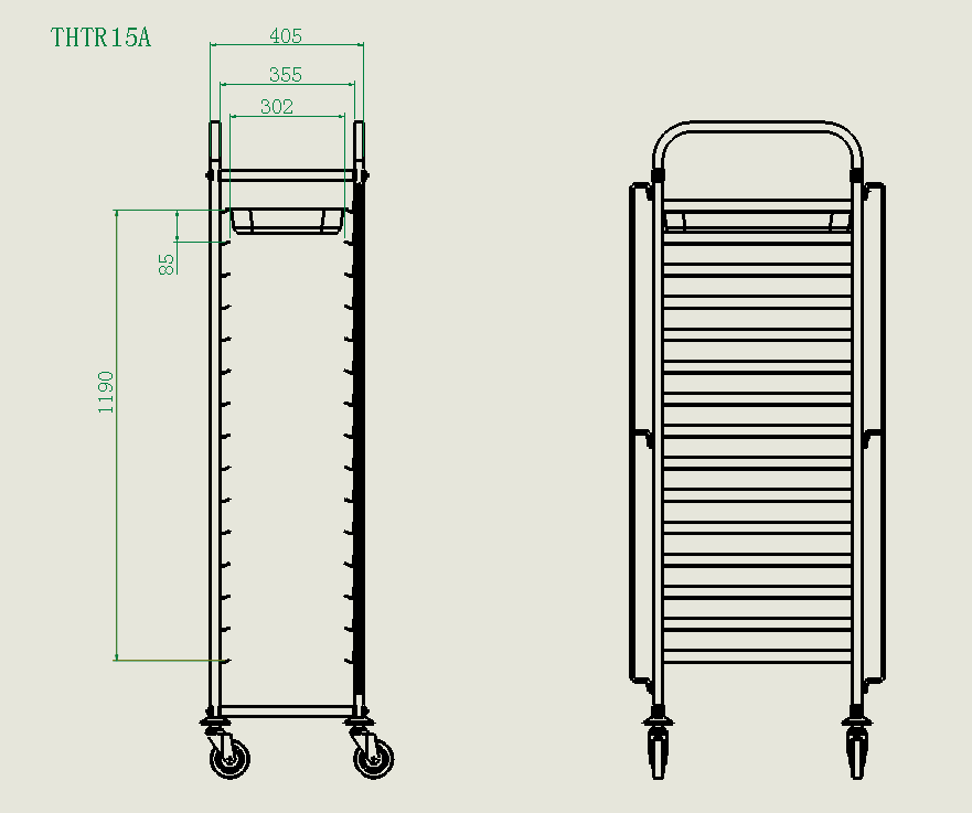 Tablettwagen, 15x GN1/1