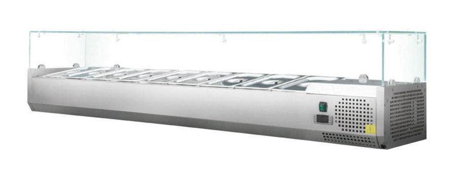 Kühlaufsatzvitrine GN 1/3, 120 x 40, Glasaufsatz