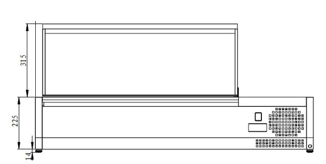 Kühlaufsatzvitrine GN 1/4, 200 x 34, Edelstahldeckel